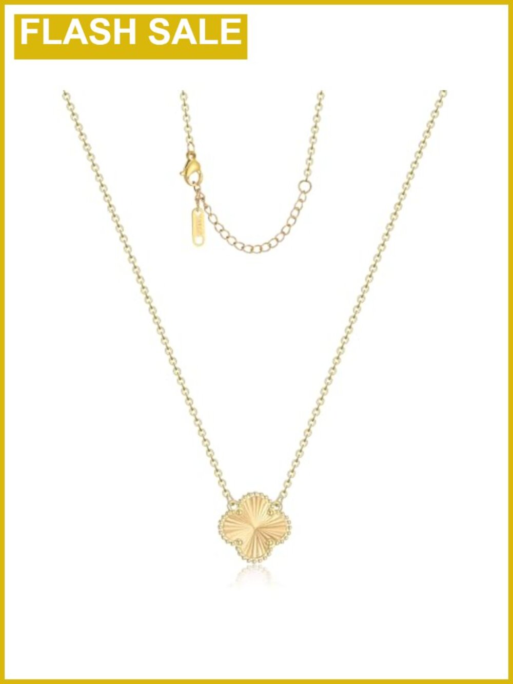18K Gold Plated Clover Pendant Necklace Lucky Charm Dainty